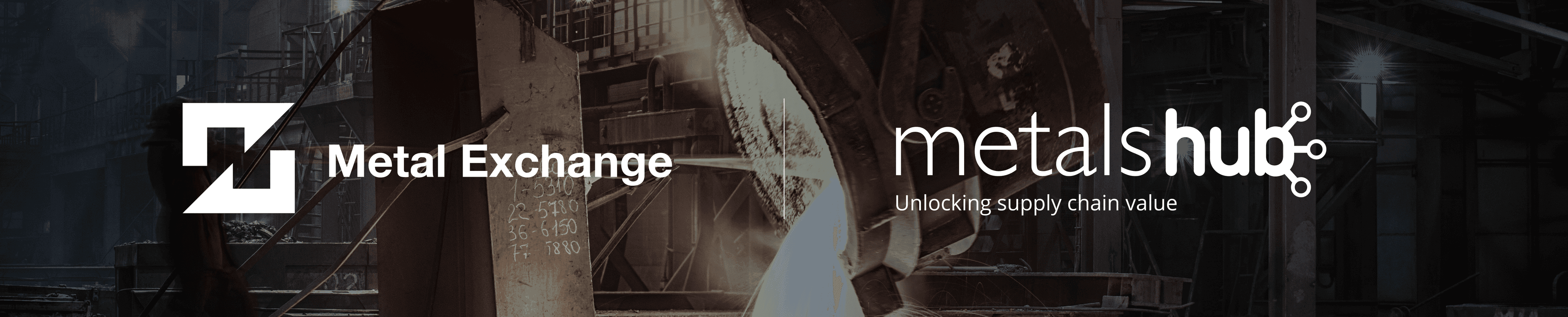 The logos of Metal Exchange and Metalshub over a darkened industrial background
