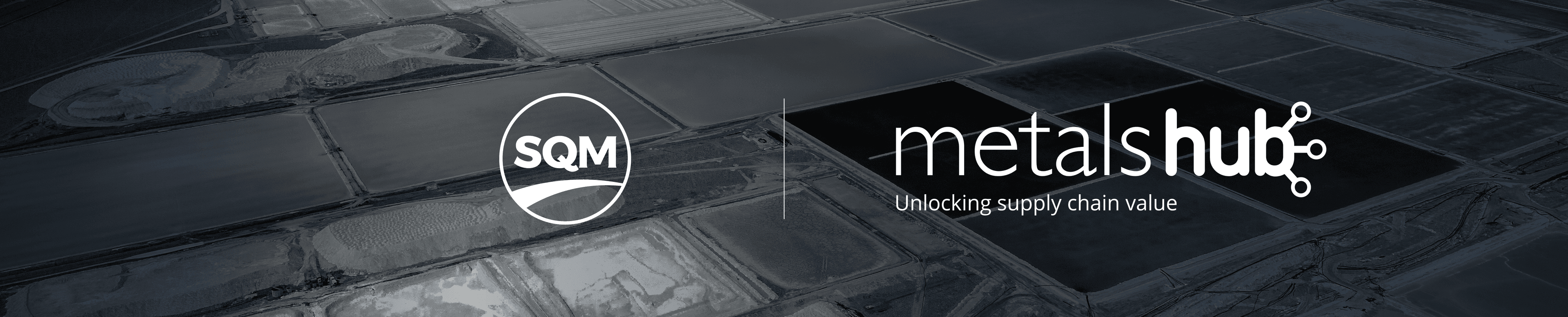 The logos of SQM and Metalshub side by side over a darkened field background