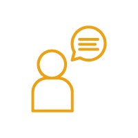 Icon of a person with a text bubble