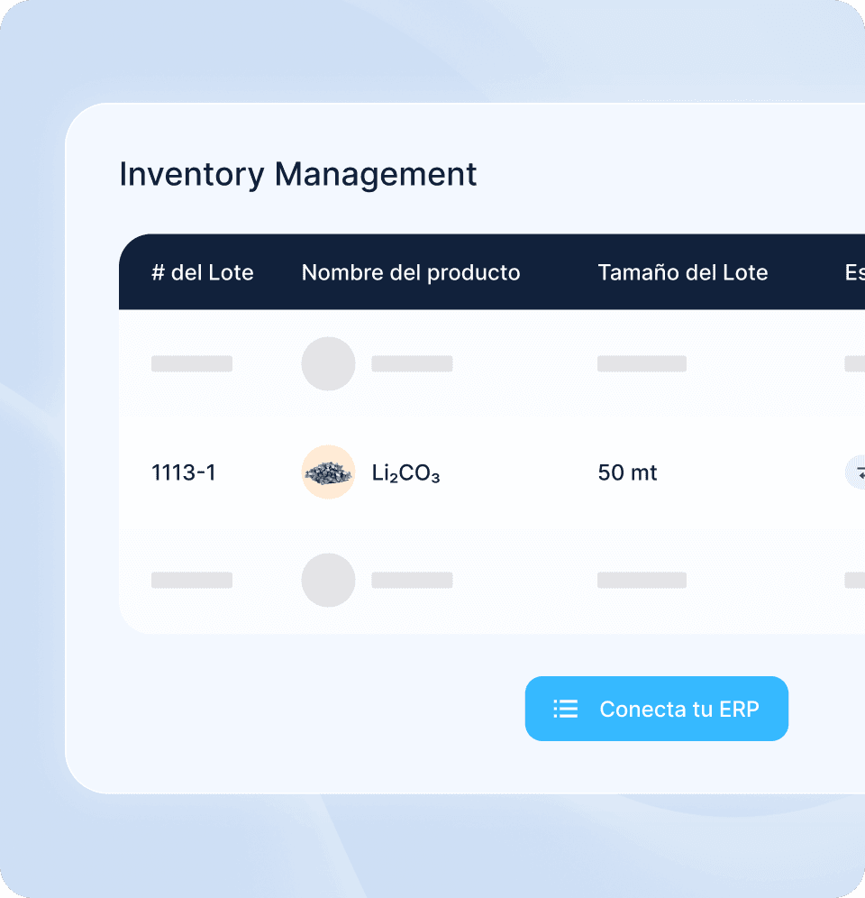 Inventory management in Metalshub (ES) - Battery Raw Materials