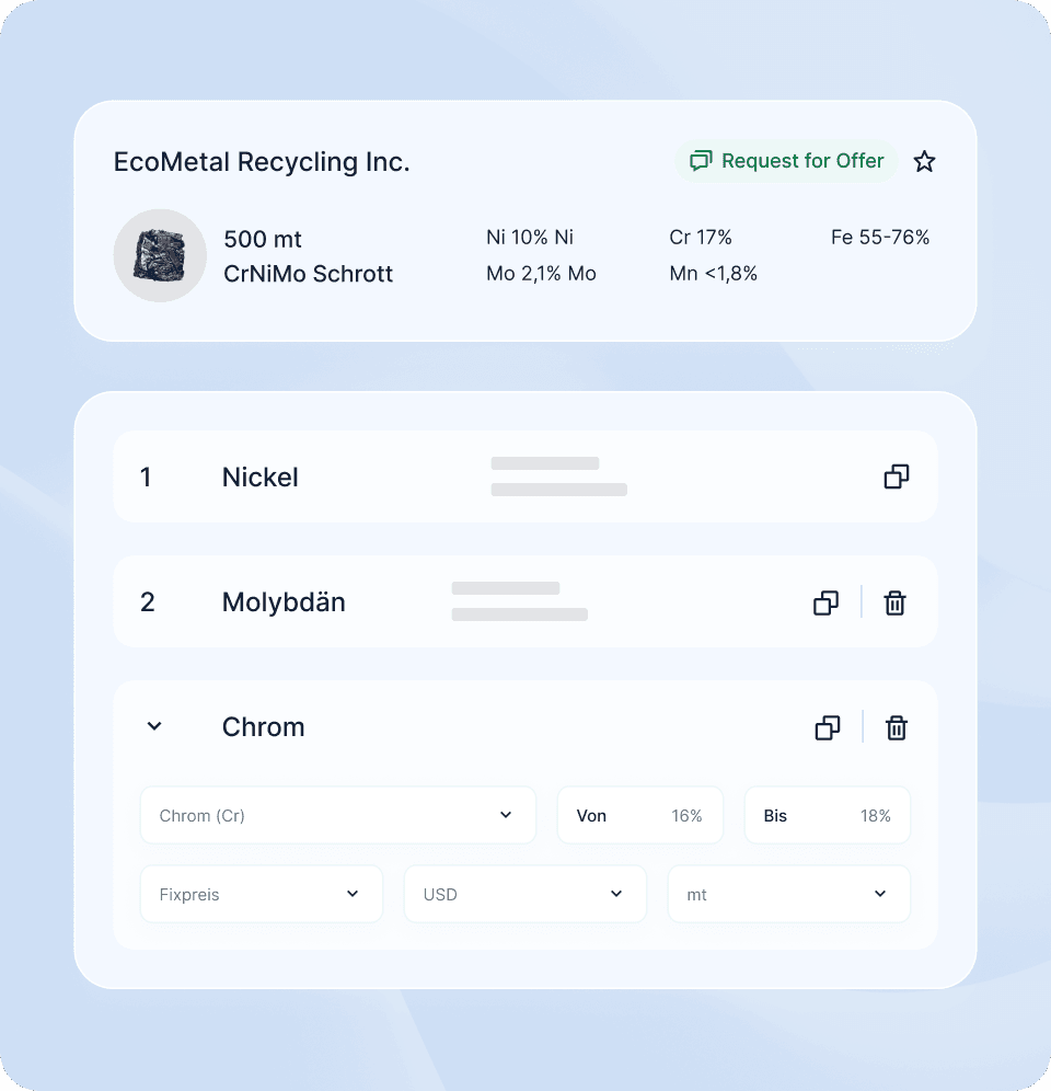 Multi-element pricing in Metalshub (DE)