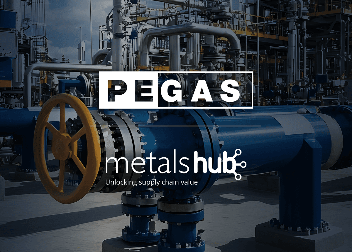 Pegas and Metalshub logos on a darkened background