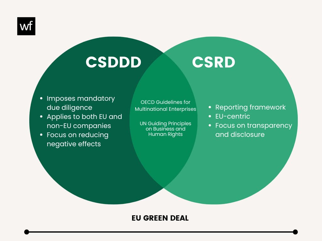 Venn diagram comparing CSDDD and CSRD