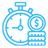 Coins icon with a timer clock behind