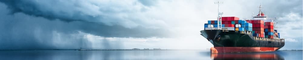 Ship carrying containers in the sea