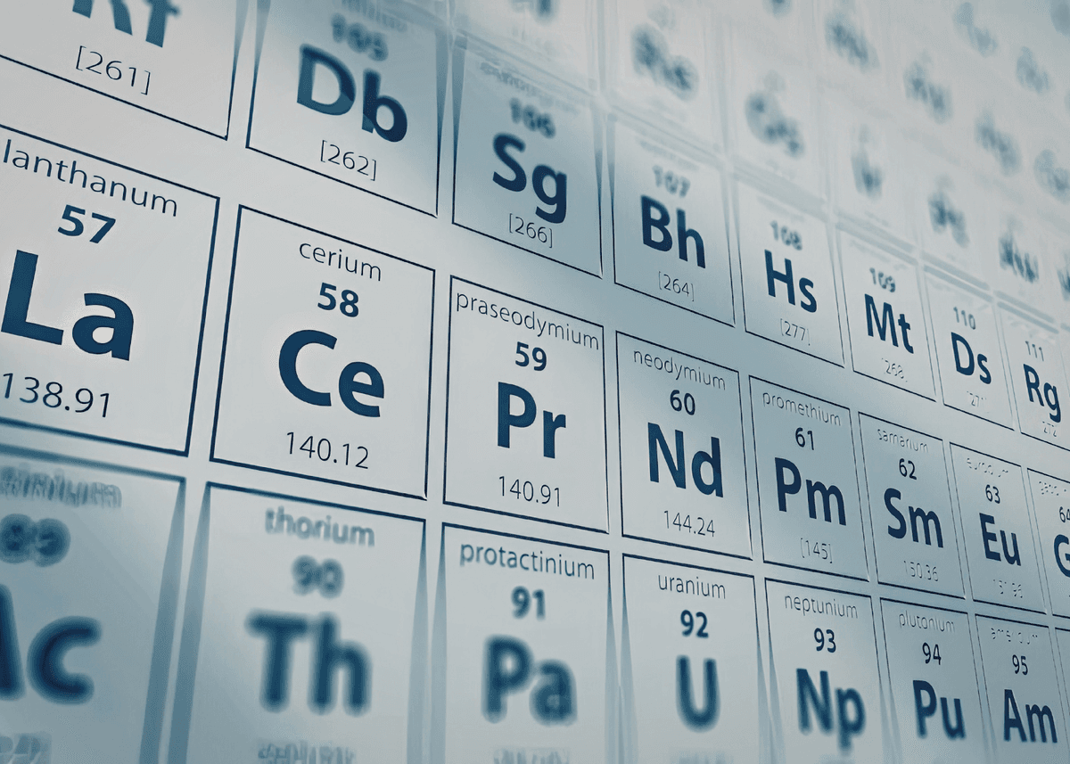 Rare earth elements on the periodic table
