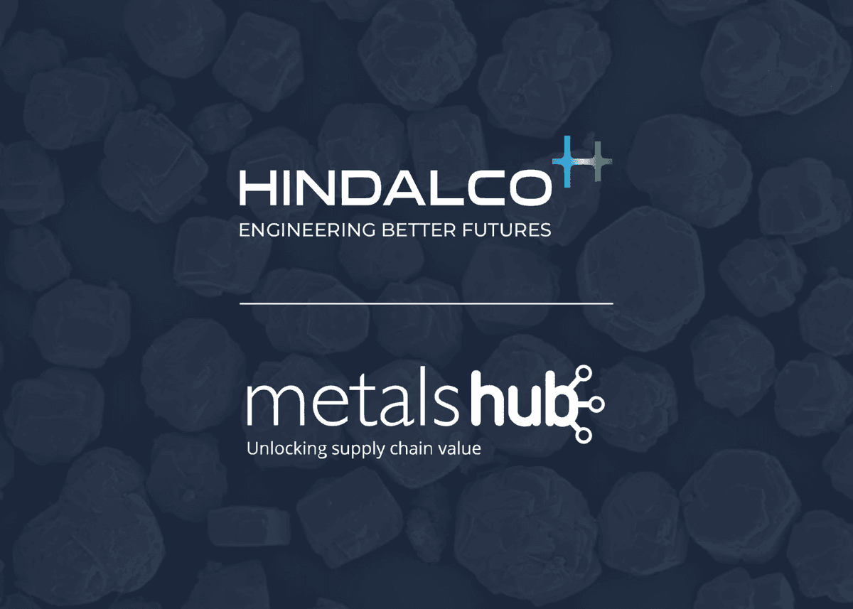 Hindalco Industries Limited and Metalshub logos on a darkened background