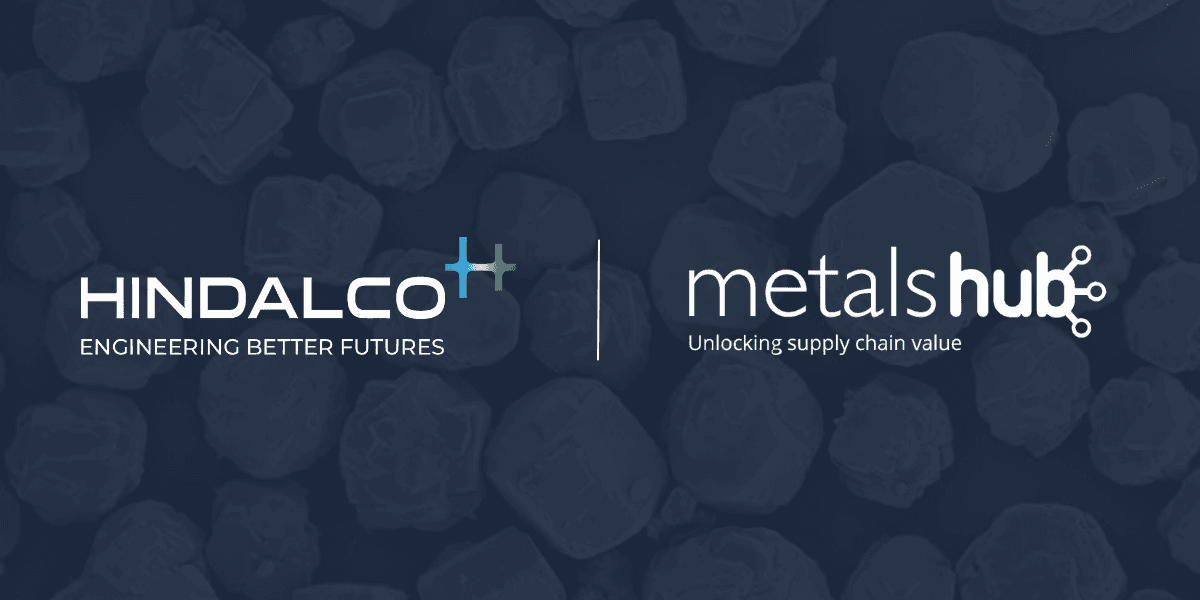 Hindalco Industries Limited and Metalshub logos on a darkened background