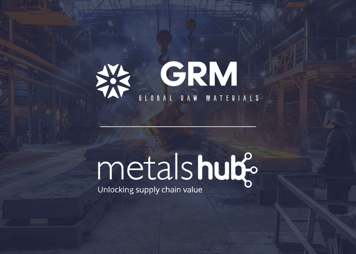 Globalrawmaterials and Metalshub logos on a darkened background