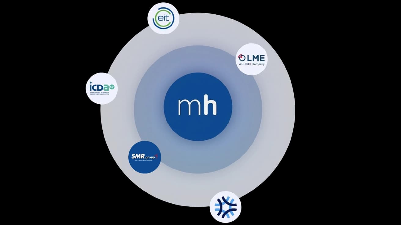 The Metalshub logo at the centre of a handful of partner company logos