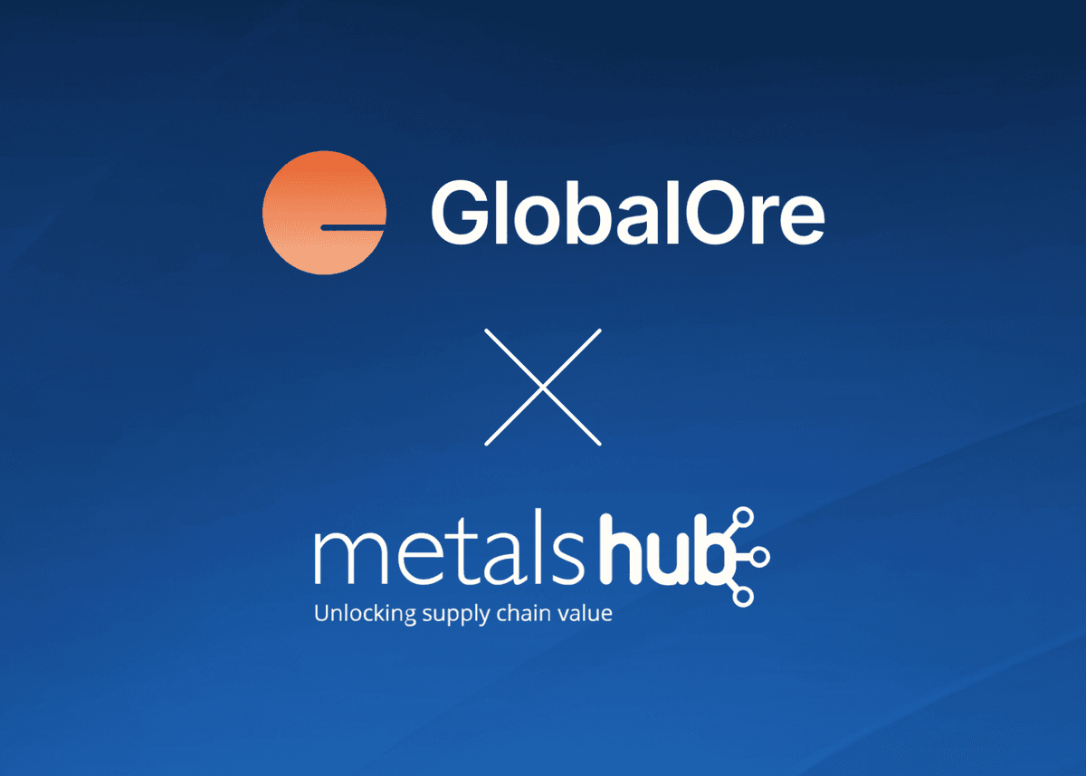The logos of GlobalOre and Metalshub vertically aligned with an X in between