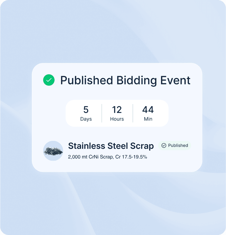 Tender and auction management for the recycling industry (scrap)