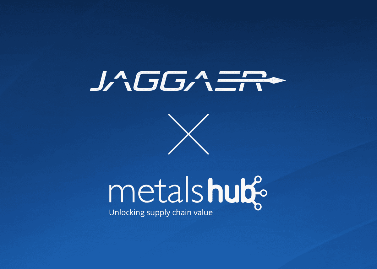 The logos of Jaggaer and Metalshub vertically aligned with an X in between